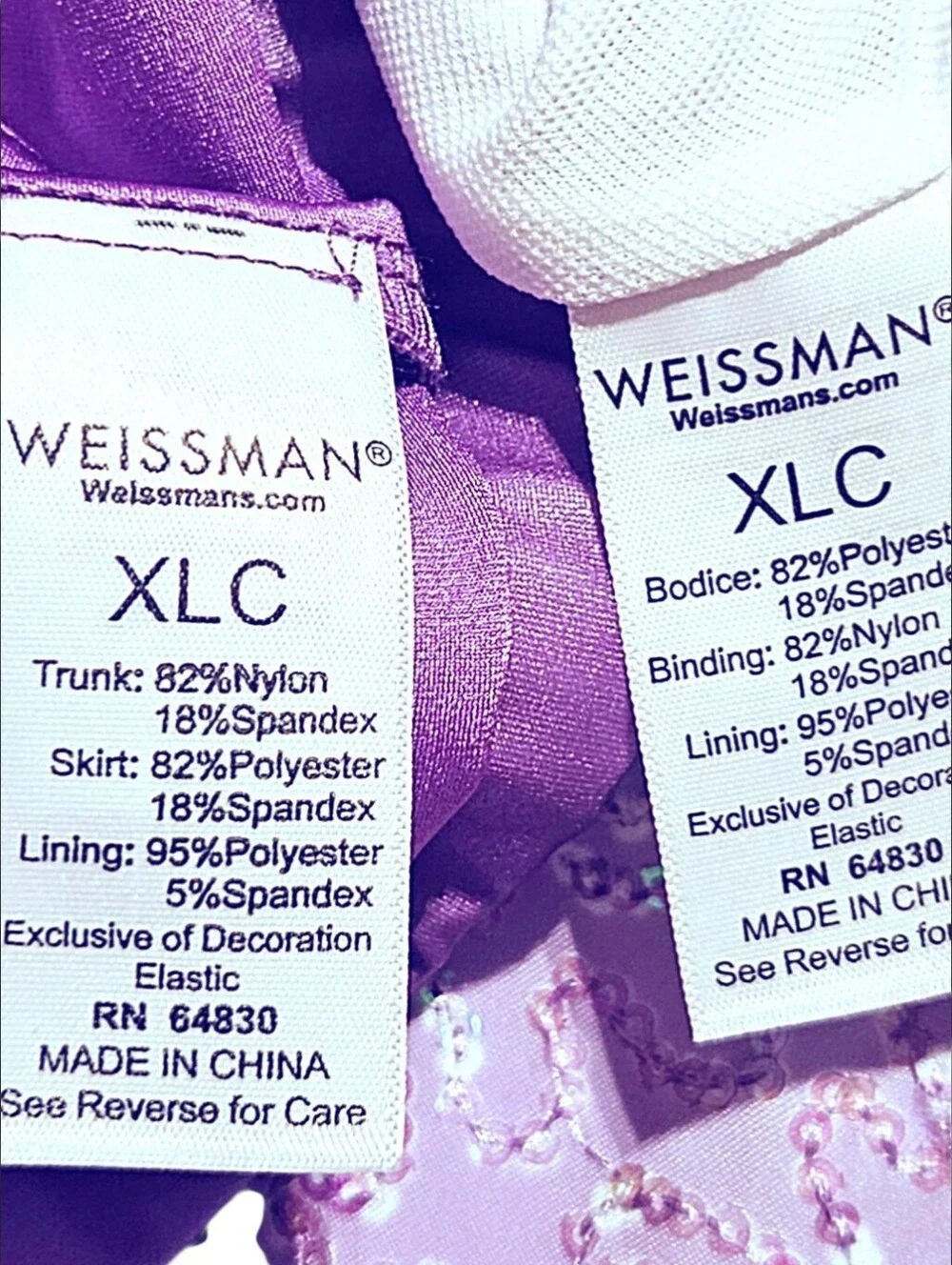 Weissman Showtime Two Piece Purple & White Sequins Dance Solo Jazz Costume XLC